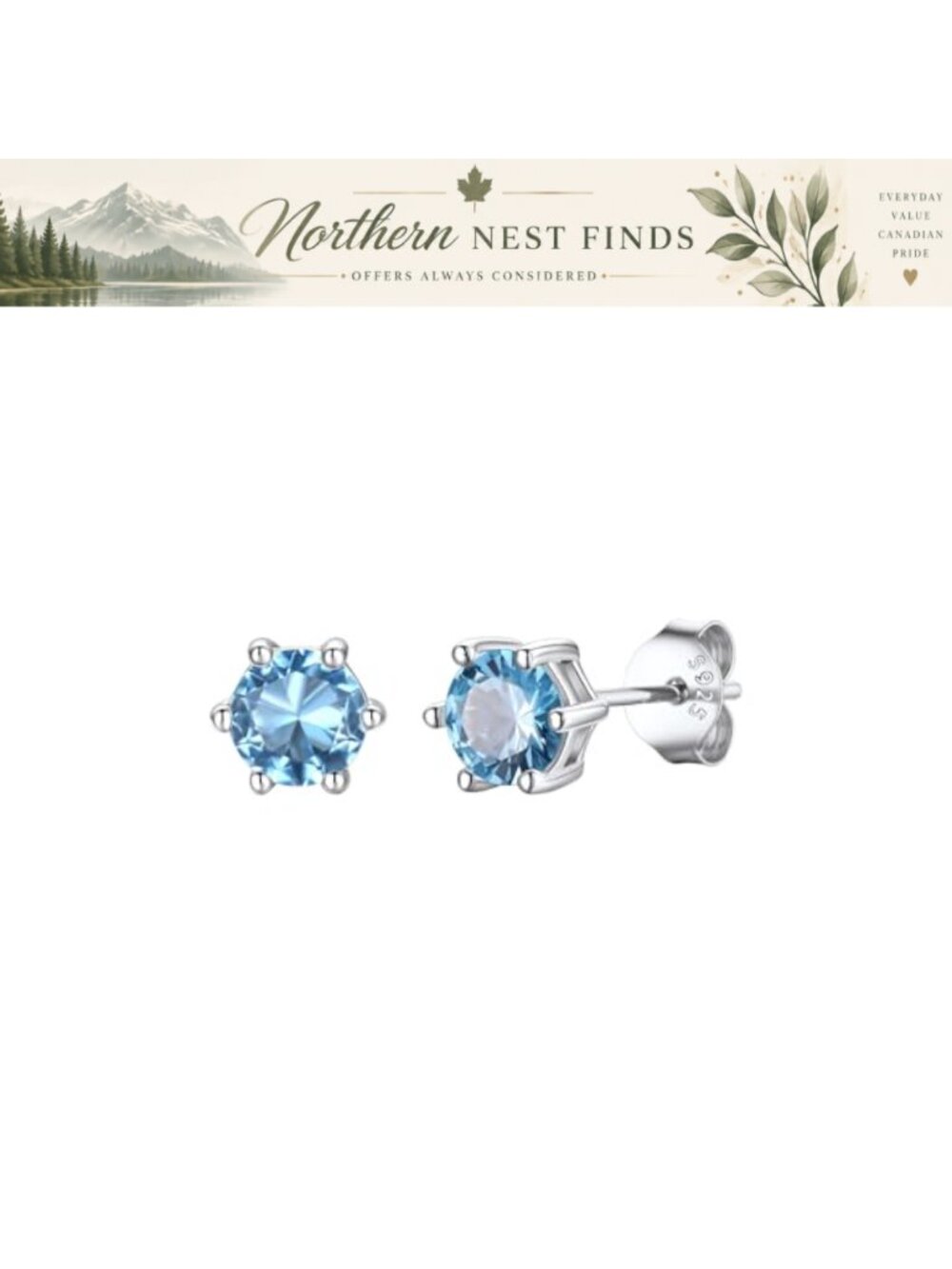 KeyStyle Birthstone Stud Earrings 925 Sterling Silver Post Hypoallergenic CZ
